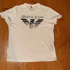 Armani Jeans White Tee with Black Logo